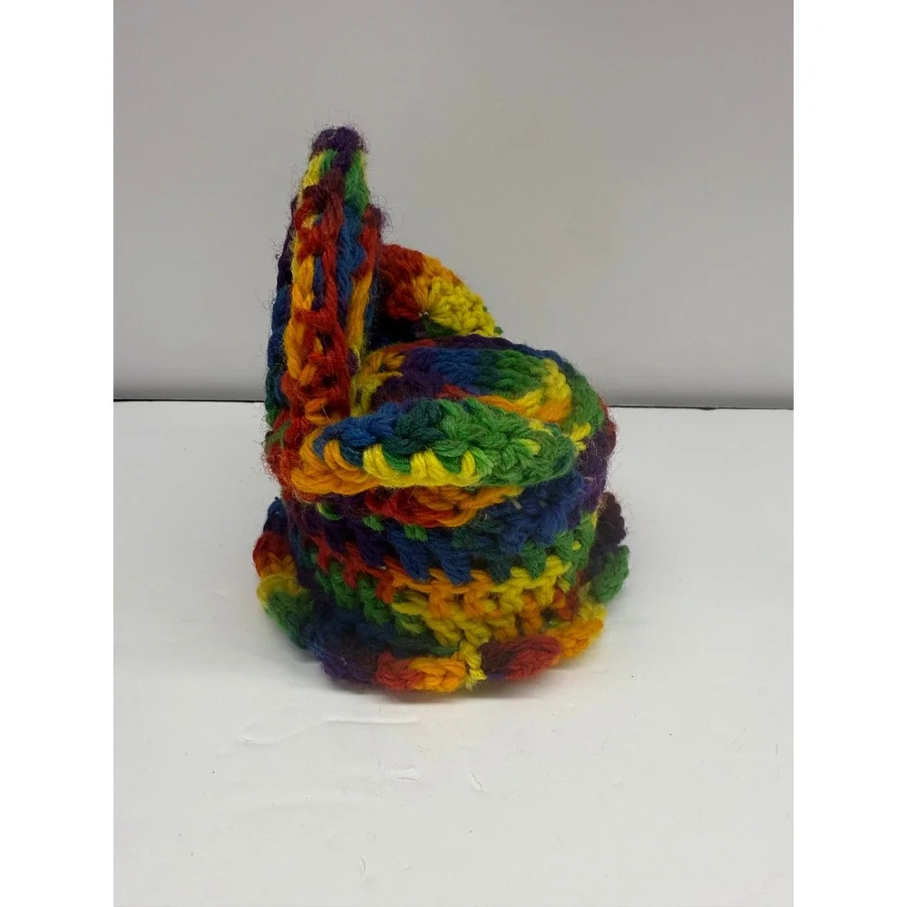 Handmade Crochet Rainbow Armchair Pin Cushion Miniature Decorative Fiber Art